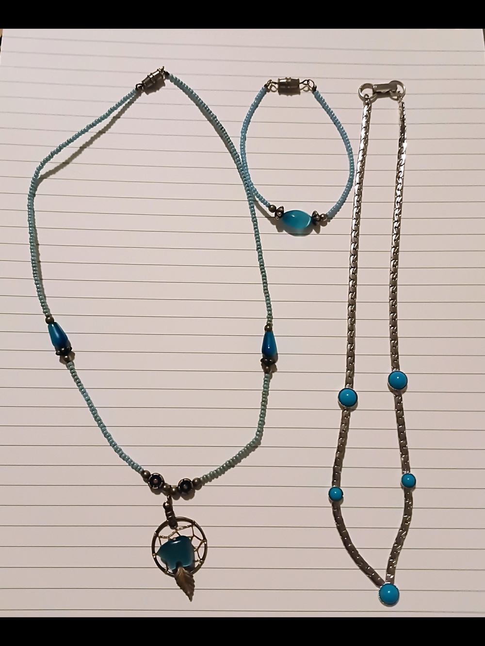 Turquoise Beaded Necklace and Bracelet Set - Women's Jewelry